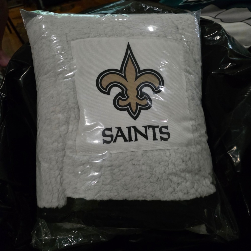New Orleans Saints NFL Sherpa Fleece Throw Blanket 50x60 White Northwest New